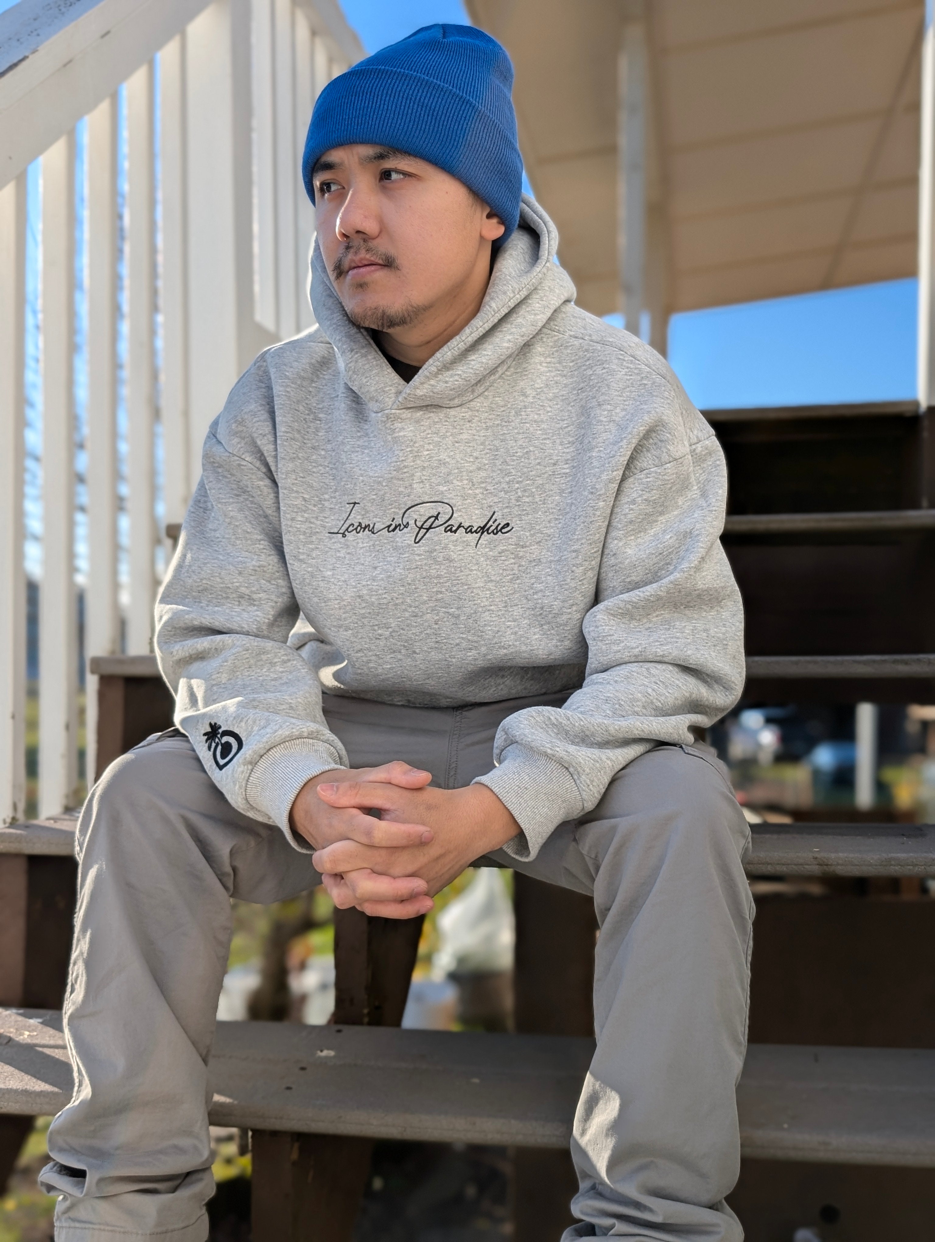 Icons Script Hoodie - Embroidered Comfort and Style