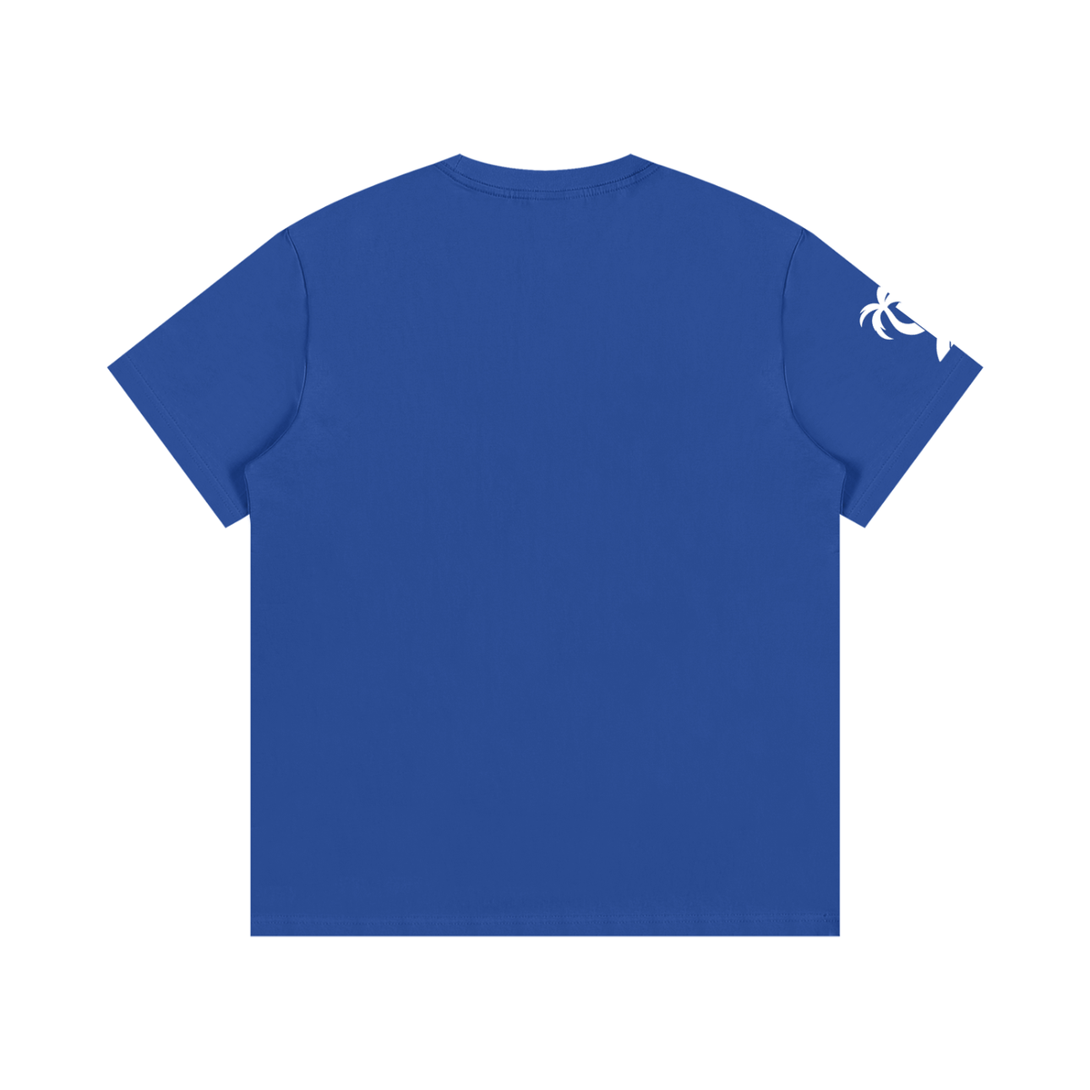 Back view of the Essential ICONS T-Shirt in blue, showcasing its comfortable and stylish design.
