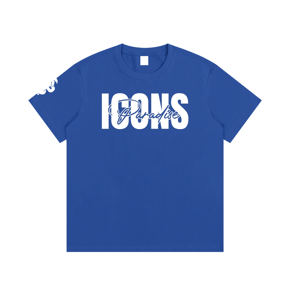 Essential ICONS T-Shirt in blue with unique graphic design and comfortable fit.