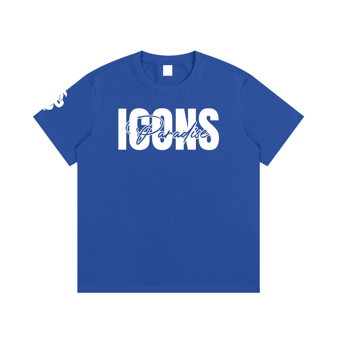 Essential ICONS T-Shirt in blue with unique graphic design and comfortable fit.